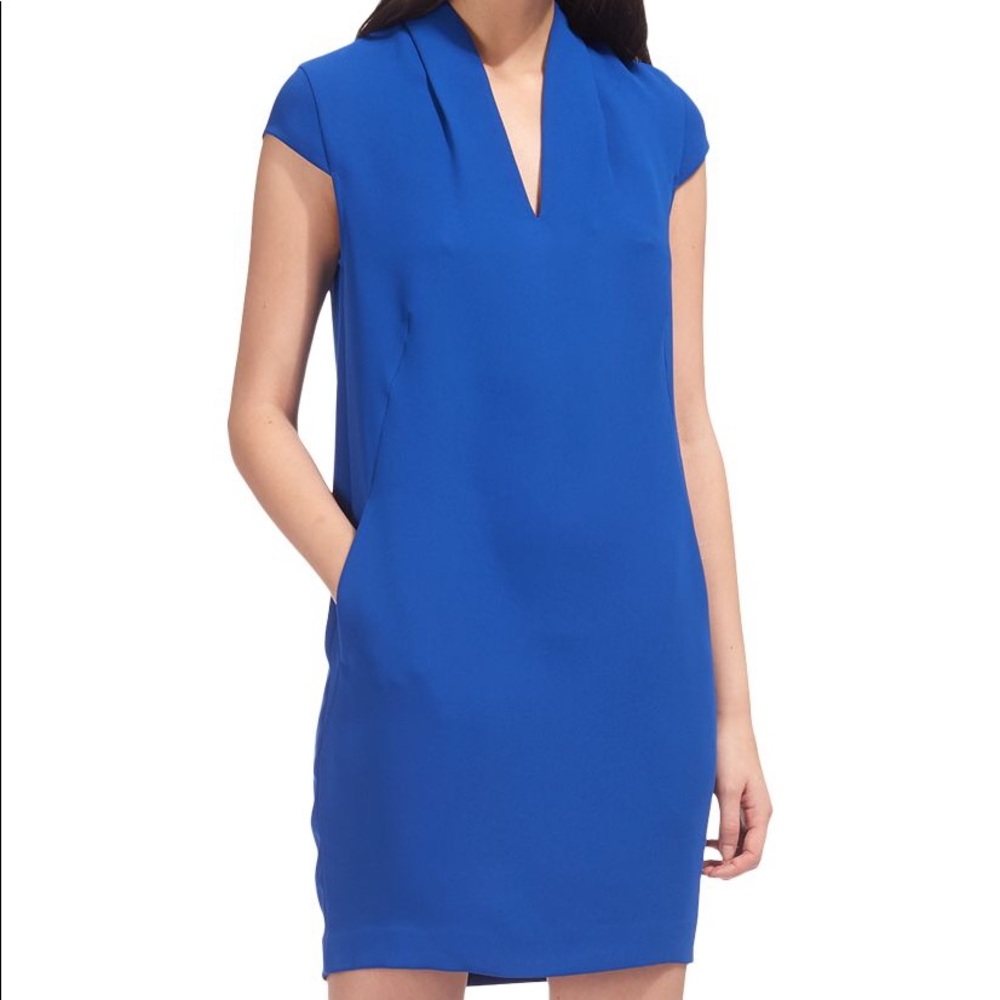 WHISTLES blue Paige Crepe Dress w POCKETS Size 4
